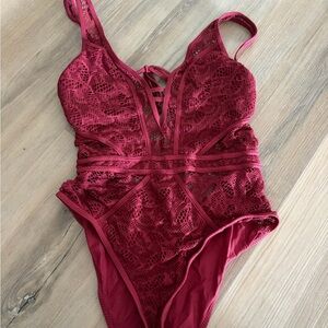 BECCA Burgundy Lace One Piece Swimsuit